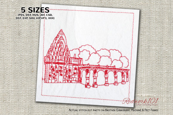 Bhimashankar Temple Redwork Embroidery