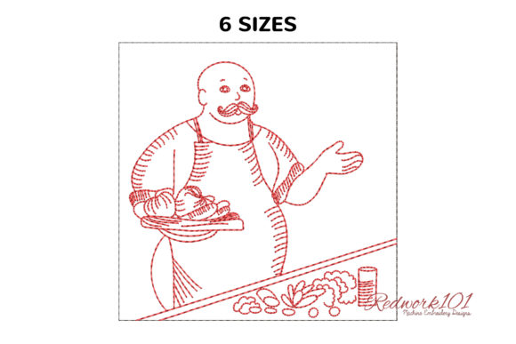 Cook with Mustache Carrying Tray of Vegetables
