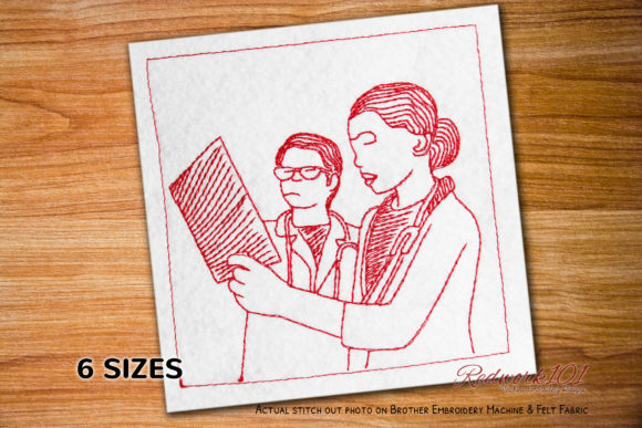 Doctor Checking XRay Redwork Review