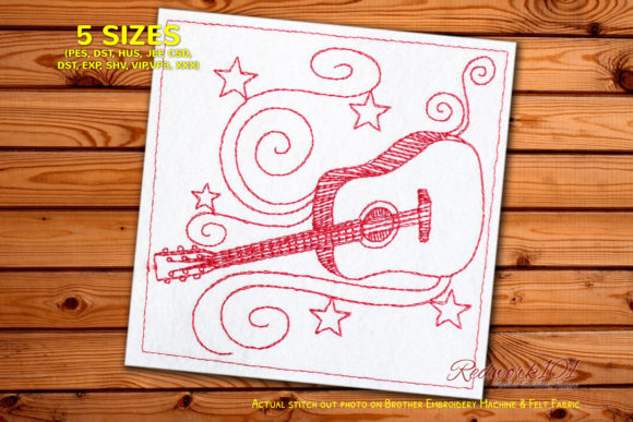 Dreadnought Acoustic Guitar Redwork Embroidery Review