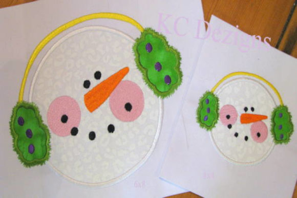 Snowman Face with Green Ear Muffs Embroidery Review